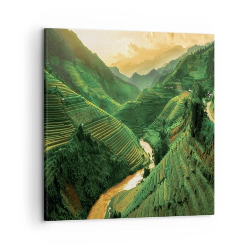 Bild auf Leinwand - Leinwandbild - Vietnamesisches Tal - 60x60 cm