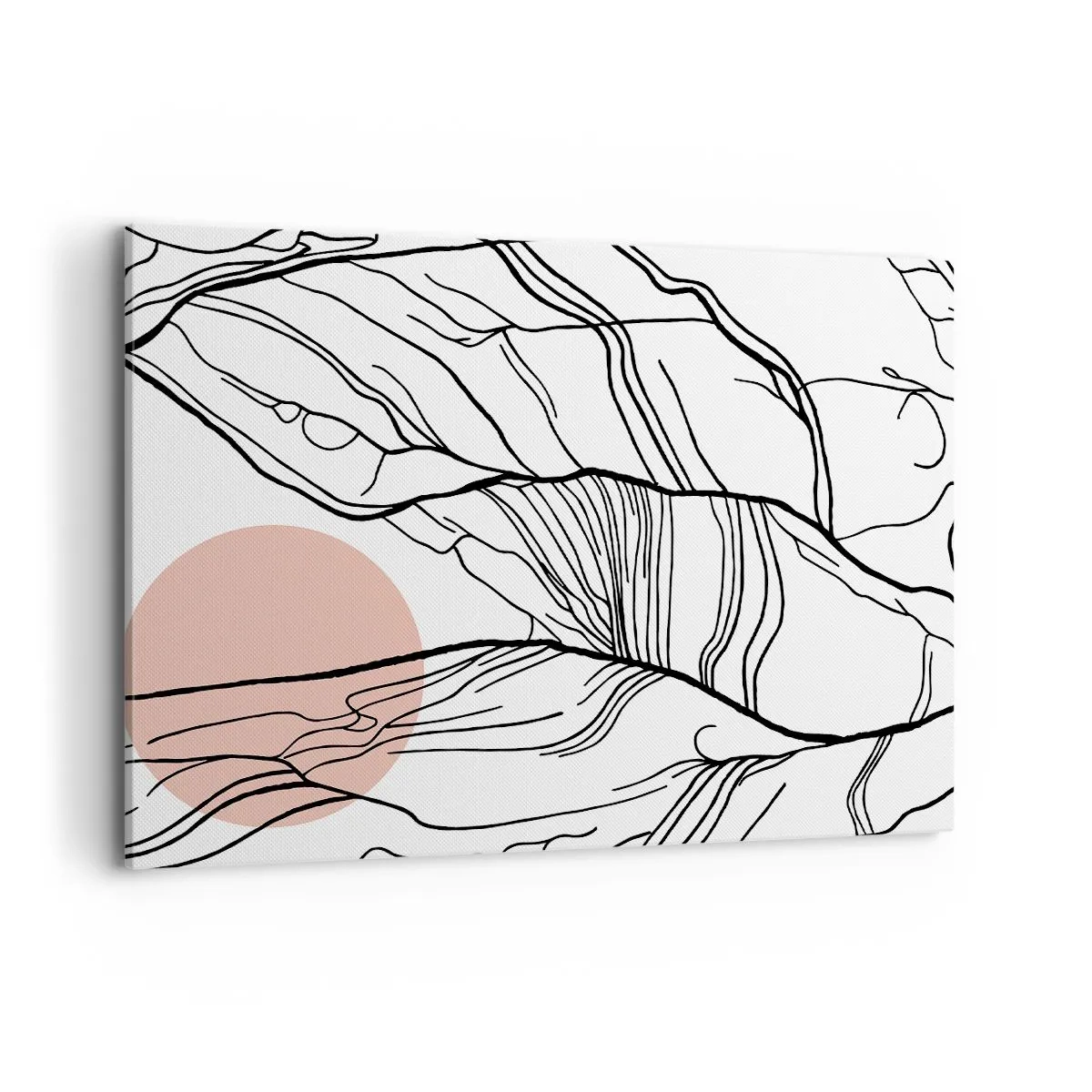 Bild auf Leinwand - Leinwandbild - Minimalistische Linien mit geometrischem Akzent - 100x70cm - In einem Netz aus Zweigen - Moderne Wanddekoration für Wohnzimmer und Schlafzimmer ARTTOR