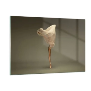 Glasbild - Bild auf glas - Eine Tänzerin in zarter Pose mit hochgezogenem Schleier - 120x80cm - Es wird bald auffliegen - Moderne Wanddekoration für Wohnzimmer und Schlafzimmer ARTTOR