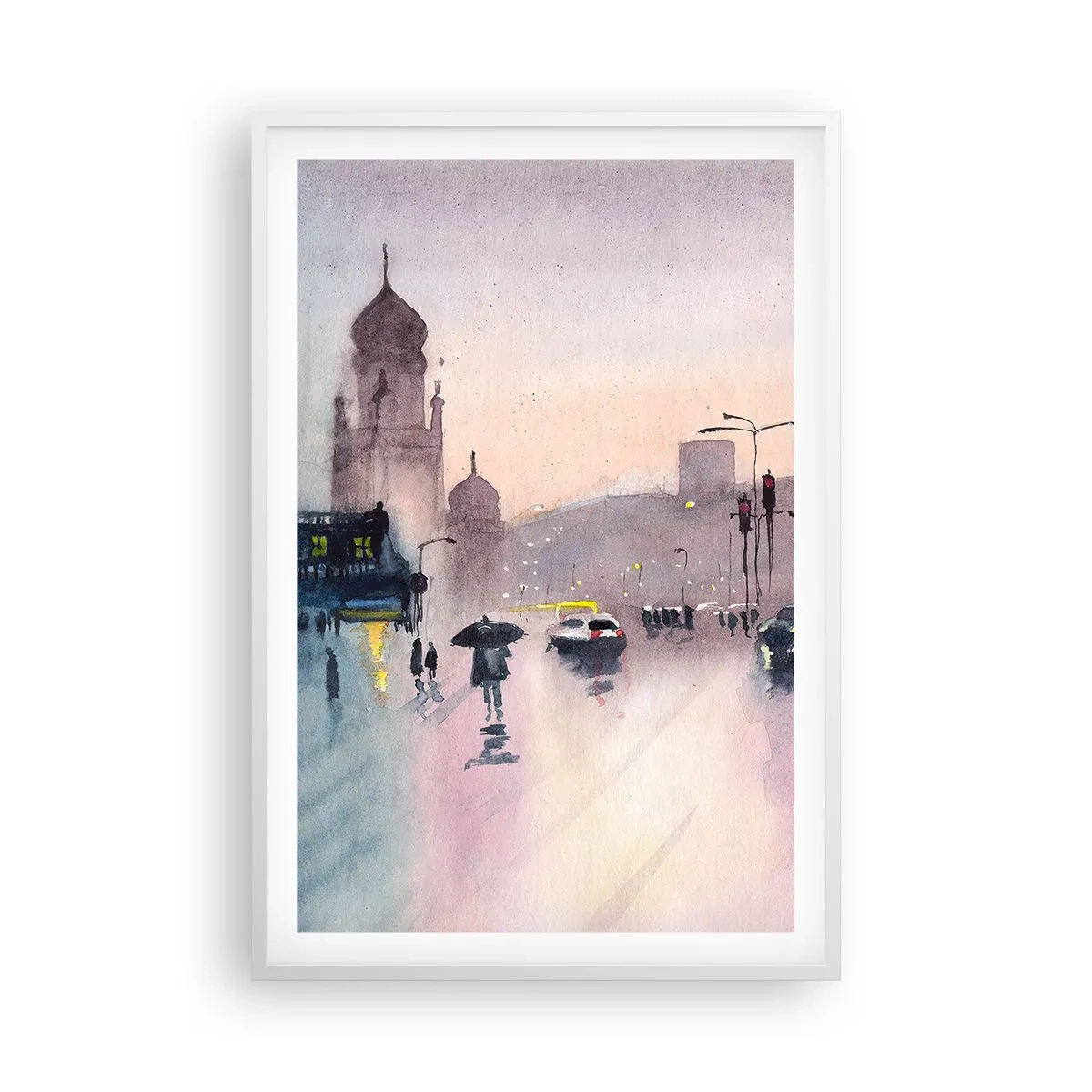 Poster in einem weißen Rahmen - Im regnerischen Dunst - 61x91 cm
