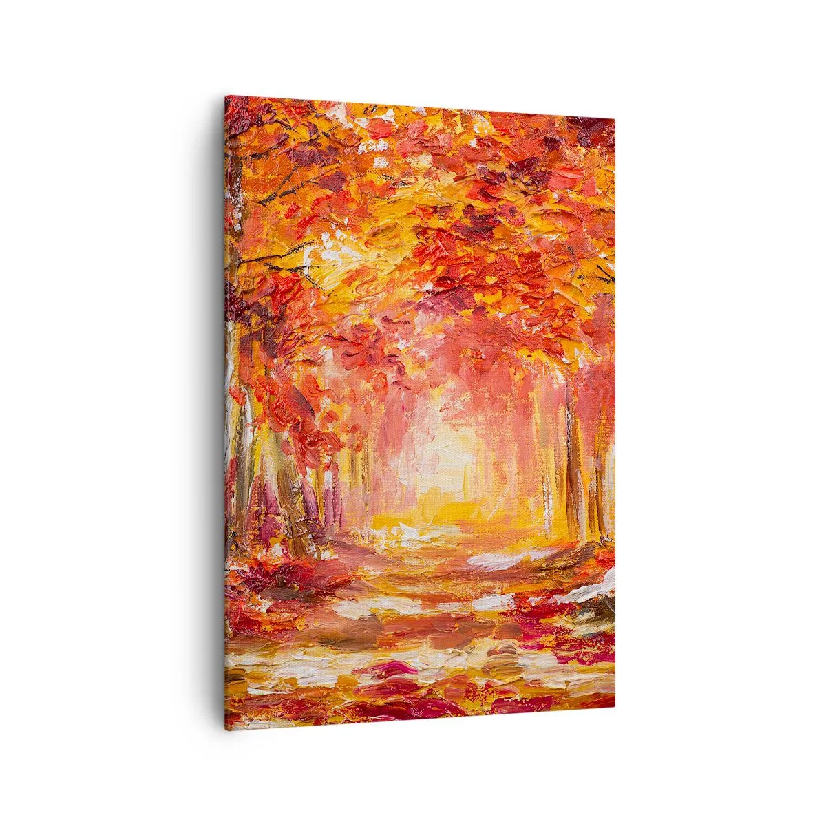 Bild auf Leinwand - Leinwandbild - Herbstwald in Kupfer- und Goldtönen - 70x100cm - Kupferwald - Moderne Wanddekoration für Wohnzimmer und Schlafzimmer ARTTOR