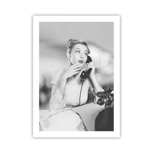 Poster - 1950er Jahre Frau am Telefon in einem Büro - 50x70cm - Hallo, wir sind in den 1950er Jahren. - Moderne Wanddekoration für Wohnzimmer und Schlafzimmer ARTTOR