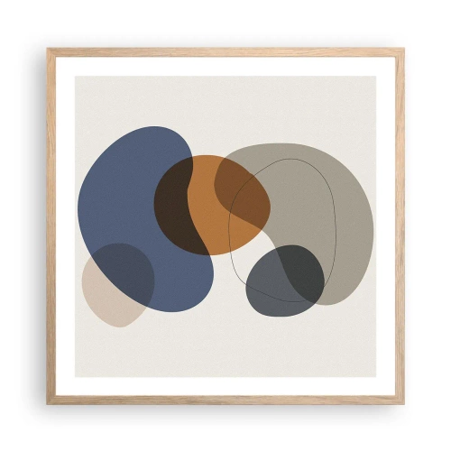 Poster in einem Rahmen aus heller Eiche - Farbtropfen - 60x60 cm