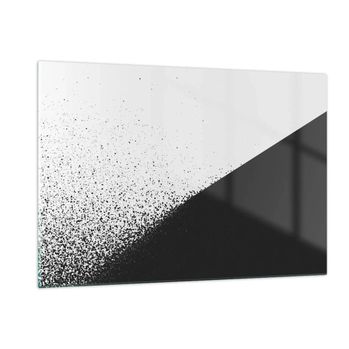 Glasbild - Bild auf glas - Eine minimalistische Komposition in Schwarz-Weiß mit Zerfallseffekt - 120x80cm - Immer schneller, immer mehr - Moderne Wanddekoration für Wohnzimmer und Schlafzimmer ARTTOR