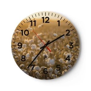 Wanduhr - Glasuhr - Fluffiges Feld - 30x30 cm