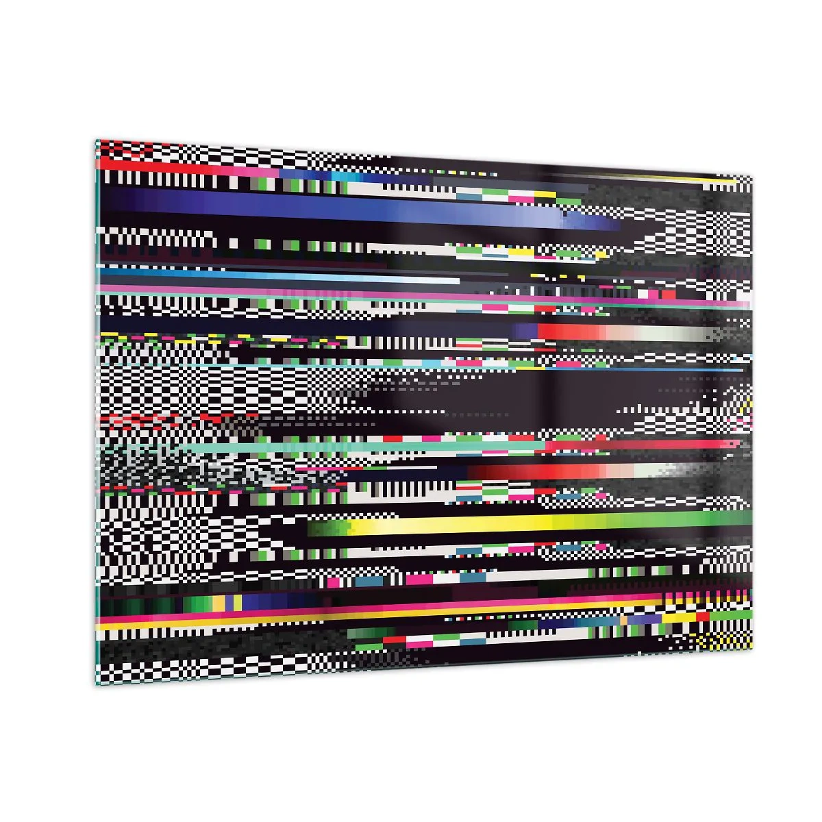 Glasbild - Bild auf glas - Abstrakte Glitch-Grafiken im digitalen Stil - 100x70cm - Das Kontrollbild der Realität - Moderne Wanddekoration für Wohnzimmer und Schlafzimmer ARTTOR