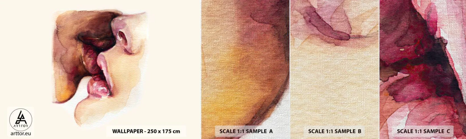 Fototapeten Muster Premium Canvas - Wie Tag und Nacht, Erde und Himmel - Abstraktion, Kuss, Verliebtes Pärchen - 100x30 cm