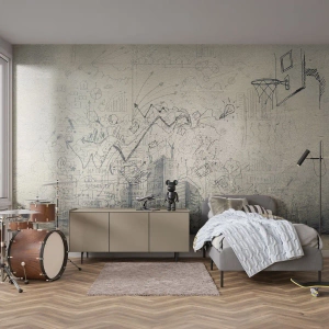 Maßgeschneiderte Fototapete Premium Sand - Mein tolles Stadtleben - Graffiti, Stück, Grafik