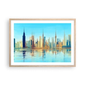 Poster in einem Rahmen aus heller Eiche - Sonnige Metropole - 70x50 cm