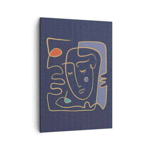 Bild auf Leinwand - Leinwandbild - Abstraktes Gesichtsporträt im minimalistischen Stil - 50x70cm - In Gedanken - Moderne Wanddekoration für Wohnzimmer und Schlafzimmer ARTTOR