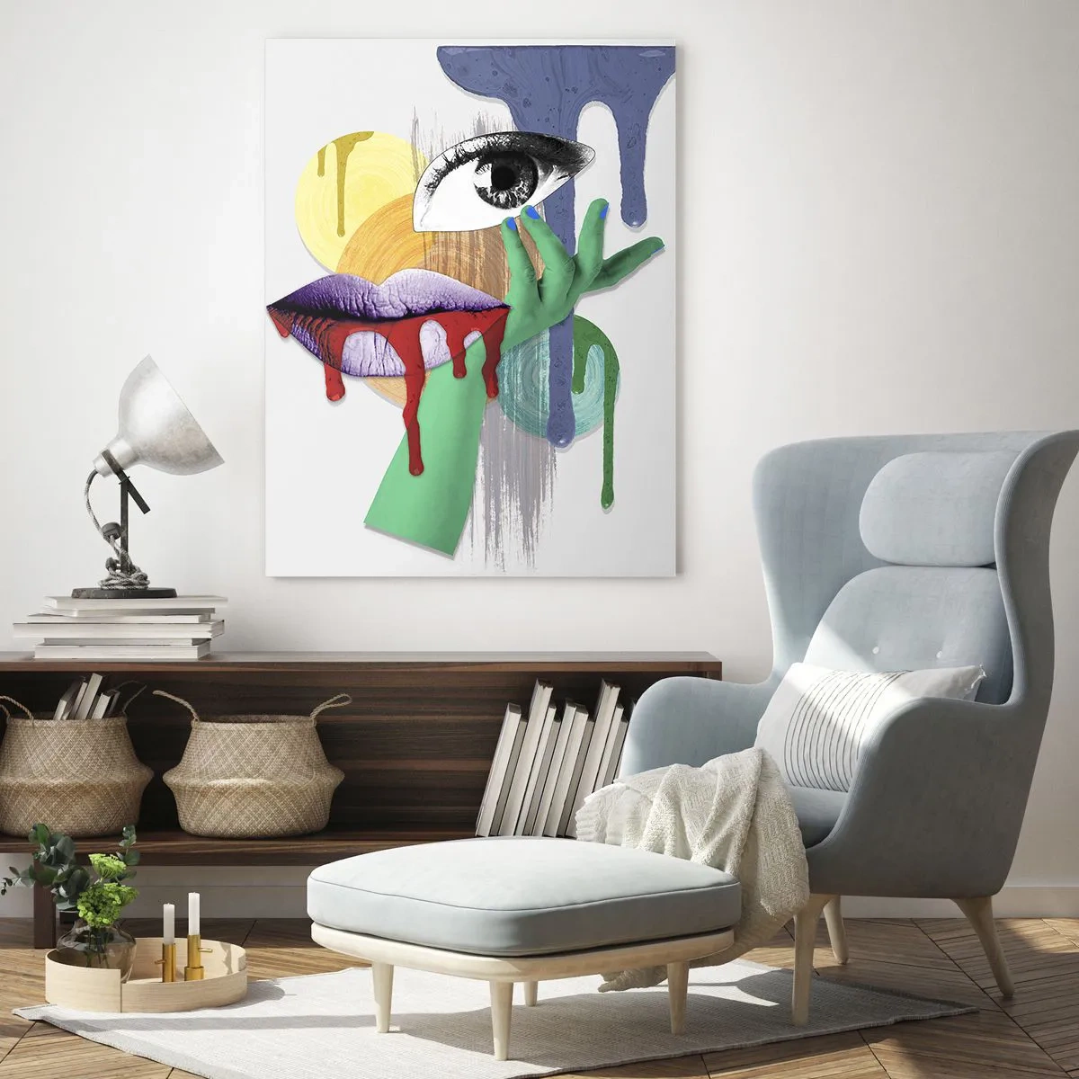 Glasbild - Bild auf glas - Dekonstruiertes Porträt mit abstrakten Elementen - 70x100cm - Ein dekonstruiertes Porträt - Moderne Wanddekoration für Wohnzimmer und Schlafzimmer ARTTOR