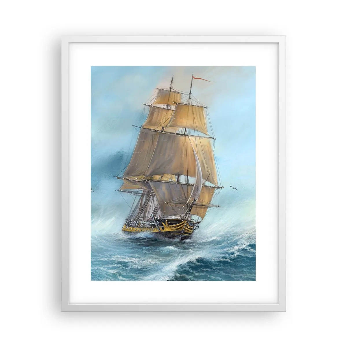 Poster in einem weißen Rahmen - Über die Wellen gleiten - 40x50 cm