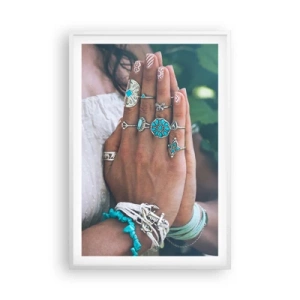 Poster in einem weißen Rahmen - Willkommen im Zentrum des Seins - 61x91 cm