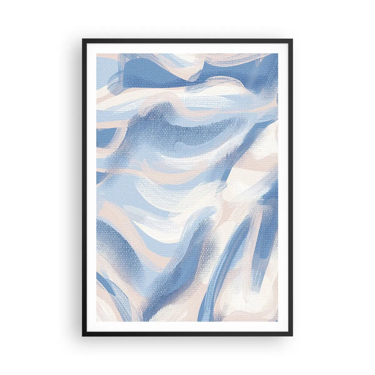 Poster in einem schwarzem Rahmen - Blaue Wellen - 70x100 cm