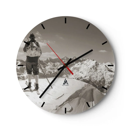 Wanduhr - Glasuhr - Und die Berge bleiben unverändert - 40x40 cm