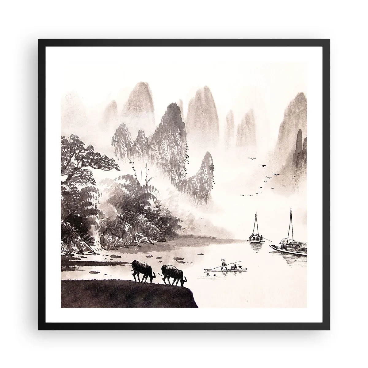 Poster in einem schwarzem Rahmen - Der exotische Alltag des Ostens - 60x60 cm