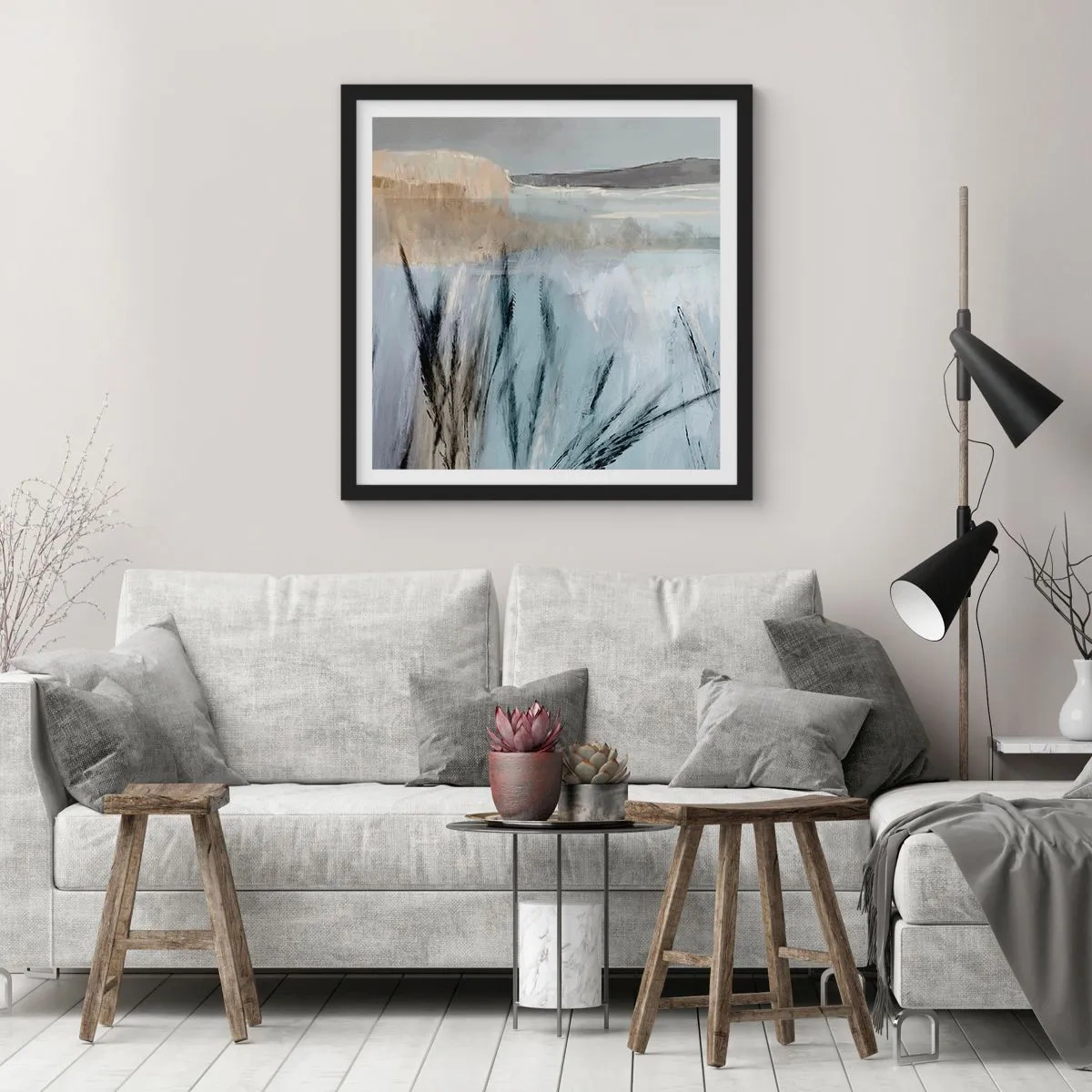 Poster in einem schwarzem Rahmen - Winterfelder - 30x30 cm