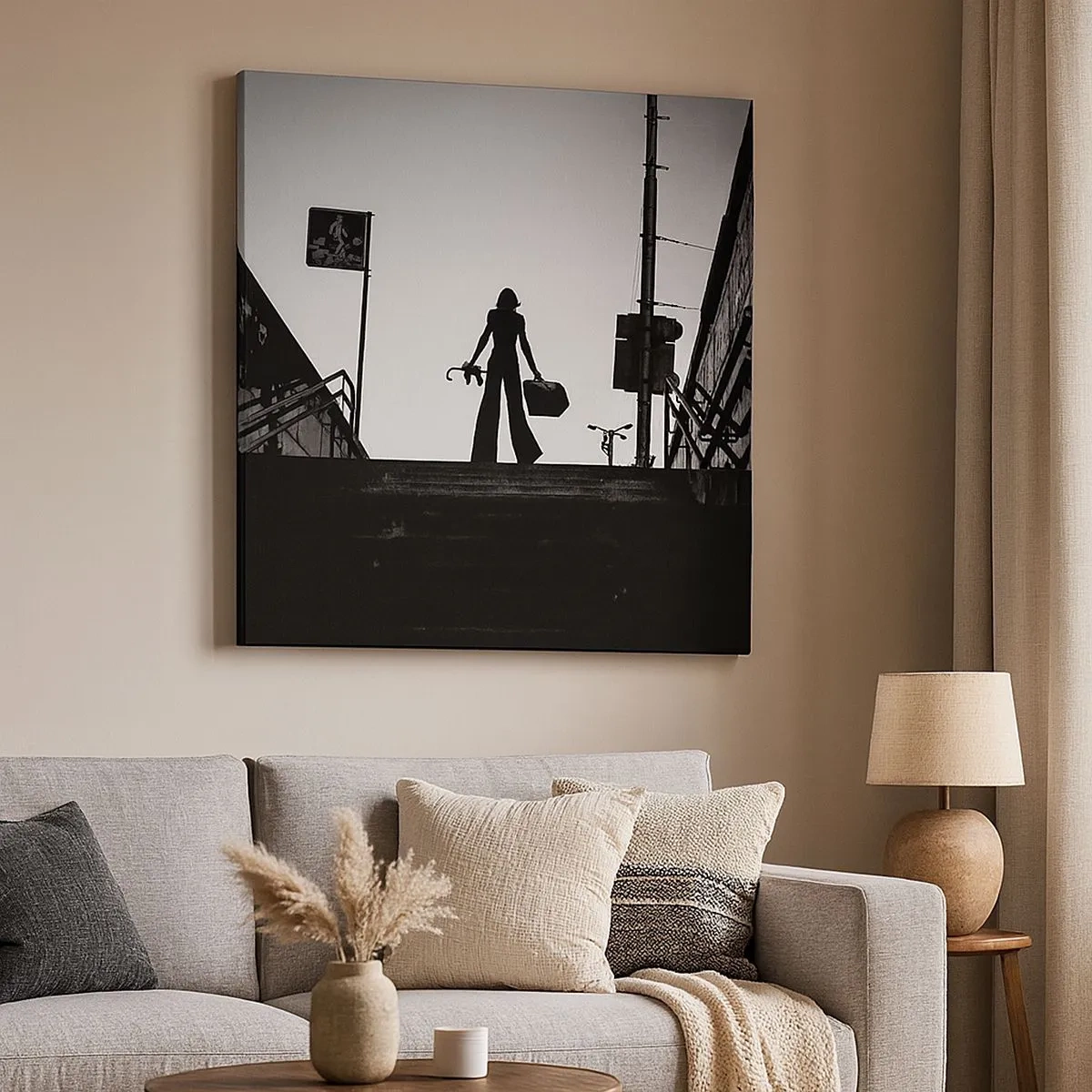 Bild auf Leinwand - Leinwandbild - Städtisches Wandern - 30x30 cm