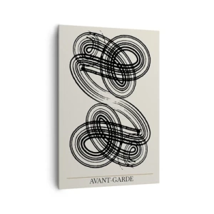 Bild auf Leinwand - Leinwandbild - Abstrakte schwarze Linien auf hellem Hintergrund im Avantgarde-Stil. - 70x100cm - Es kam spontan heraus - Moderne Wanddekoration für Wohnzimmer und Schlafzimmer ARTTOR