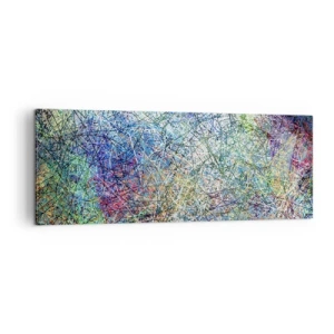 Bild auf Leinwand - Leinwandbild - Abstrakte Komposition mit mehrfarbigen Linien und Texturen - 140x50cm - Es ist nicht so einfach - Moderne Wanddekoration für Wohnzimmer und Schlafzimmer ARTTOR