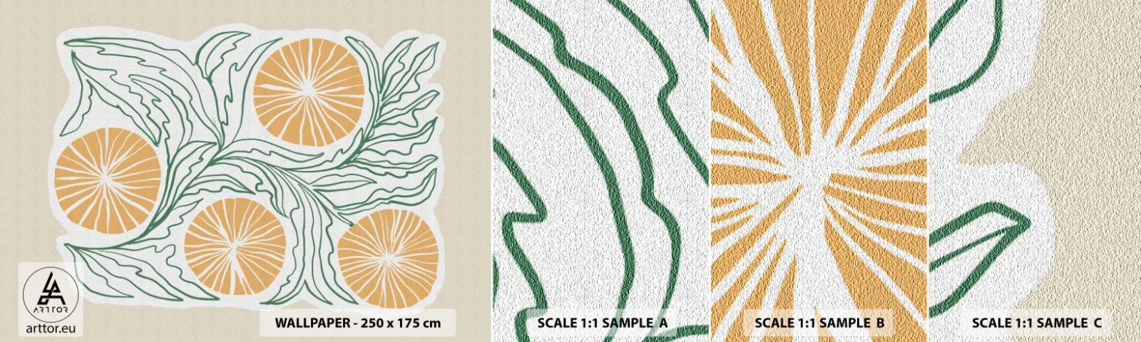 Fototapetenmuster Standard Eco - Ethnisch mit einem Hauch von Abstraktion - Boho, Zitrone, Minimalismus - 100x30 cm