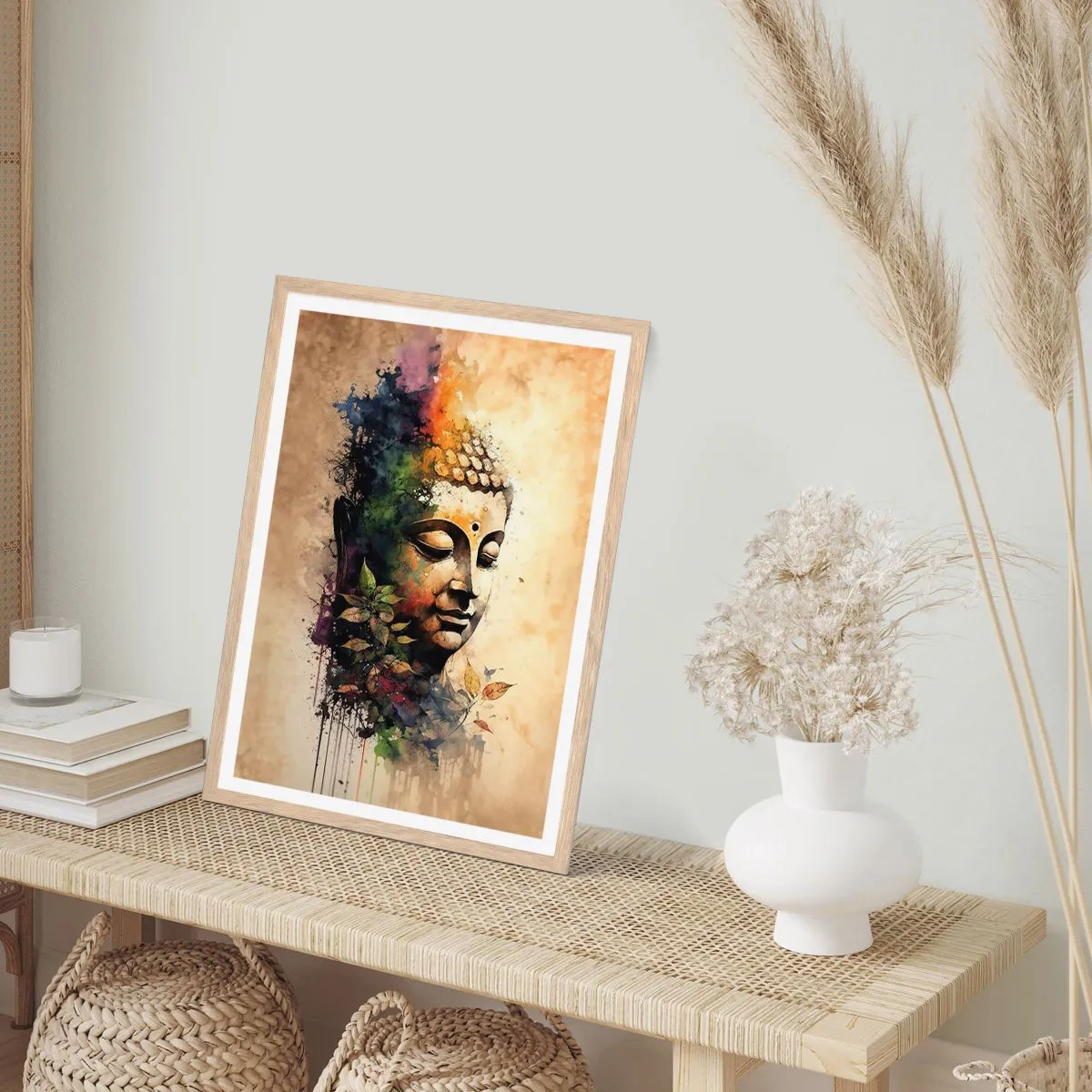 Poster in einem Rahmen aus heller Eiche - Namaste! - 50x70 cm