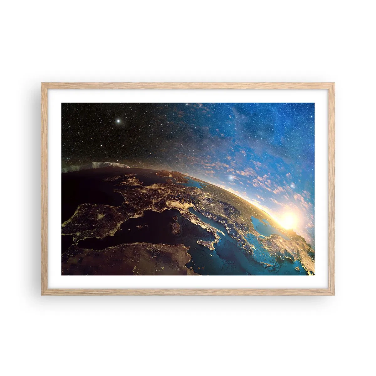 Poster in einem Rahmen aus heller Eiche - Schauen wir uns aus der Ferne an - 70x50 cm