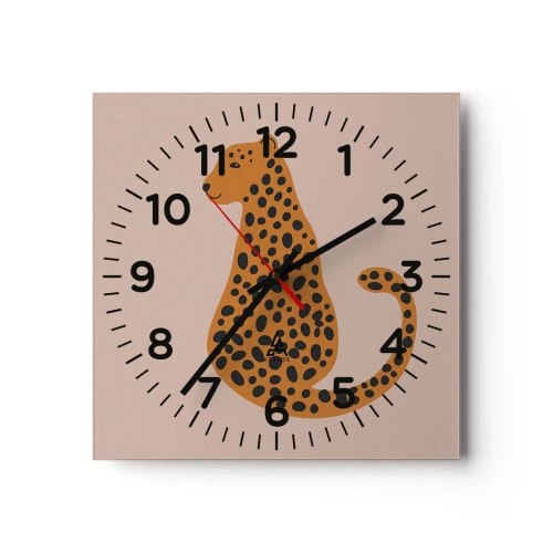 Wanduhr - Glasuhr - Leopardenmuster ist ein modisches Muster - 40x40 cm