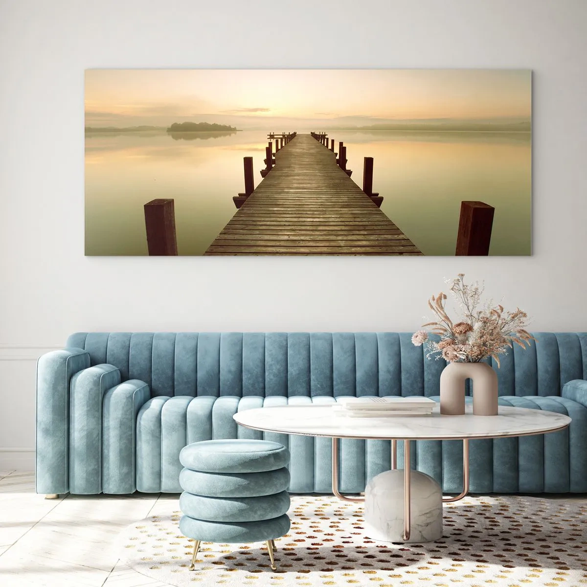 Glasbild - Bild auf glas - Tagesanbruch, Morgendämmerung, Licht - 90x30 cm