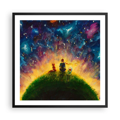 Poster in einem schwarzem Rahmen - Liebe und Freundschaft - die ganze Welt - 60x60 cm