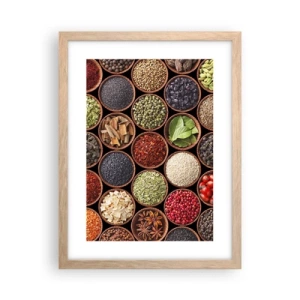 Poster in einem Rahmen aus heller Eiche - Alle Aromen der Welt - 30x40 cm