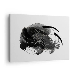 Bild auf Leinwand - Leinwandbild - Abstraktion in Schwarz und Gold auf weißem Hintergrund - 70x50cm - Aus Schwarz entstanden - Moderne Wanddekoration für Wohnzimmer und Schlafzimmer ARTTOR