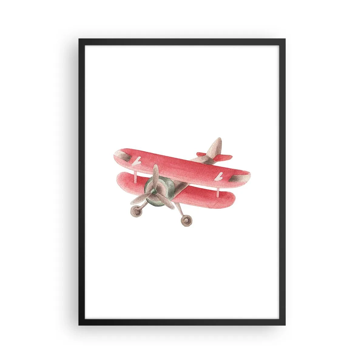 Poster in einem schwarzem Rahmen - Ein charmanter roter Retro-Doppeldecker - 50x70cm - Bereit für Höhenflüge - Moderne Wanddekoration für Wohnzimmer und Schlafzimmer ARTTOR
