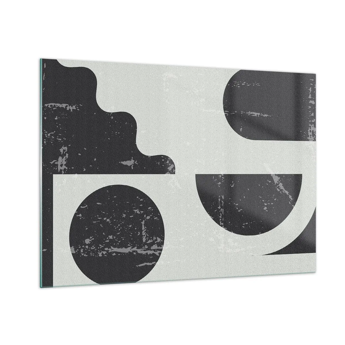 Glasbild - Bild auf glas - Abstrakte geometrische Grafiken mit Abschürfungen - 100x70cm - Komposition oben und unten - Moderne Wanddekoration für Wohnzimmer und Schlafzimmer ARTTOR