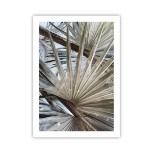 Poster - Nahaufnahme von Palmblättern in Pastelltönen - 50x70cm - Fans in den Tropen - Moderne Wanddekoration für Wohnzimmer und Schlafzimmer ARTTOR