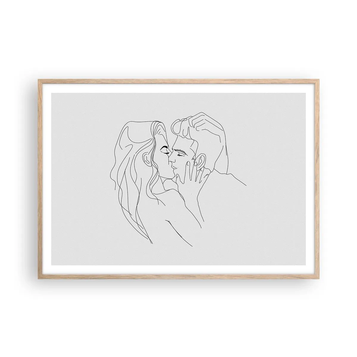 Poster in einem Rahmen aus heller Eiche - Dieselbe Linie - 100x70 cm