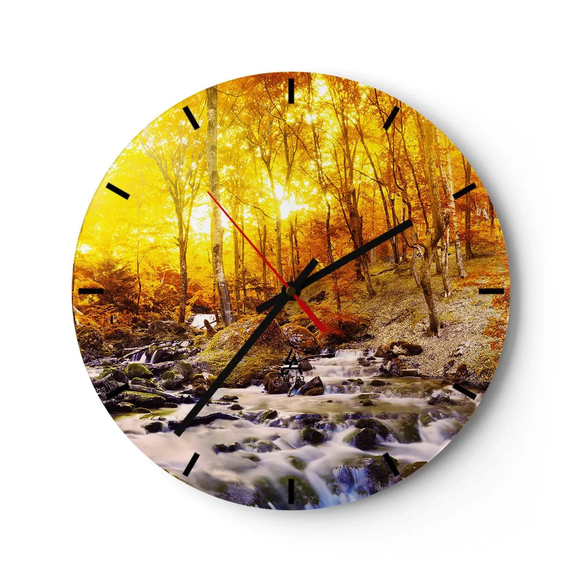 Wanduhr - Glasuhr - In Gold und Platin gefasste Steine - 40x40 cm