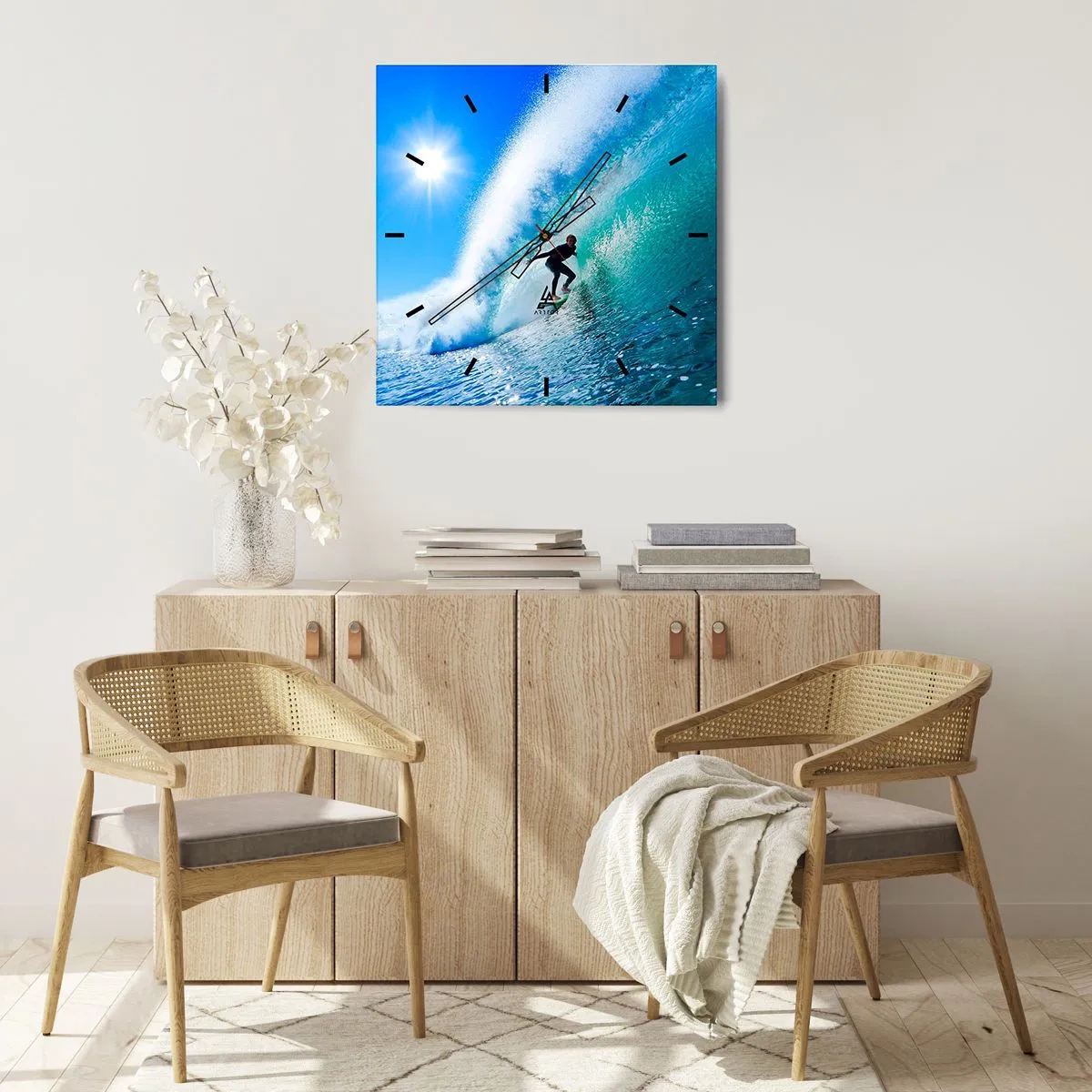 Wanduhr - Glasuhr - Durch das große Blau - 40x40 cm