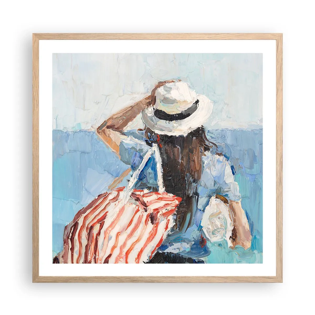 Poster in einem Rahmen aus heller Eiche - Willkommen in den Sommerferien - 60x60 cm