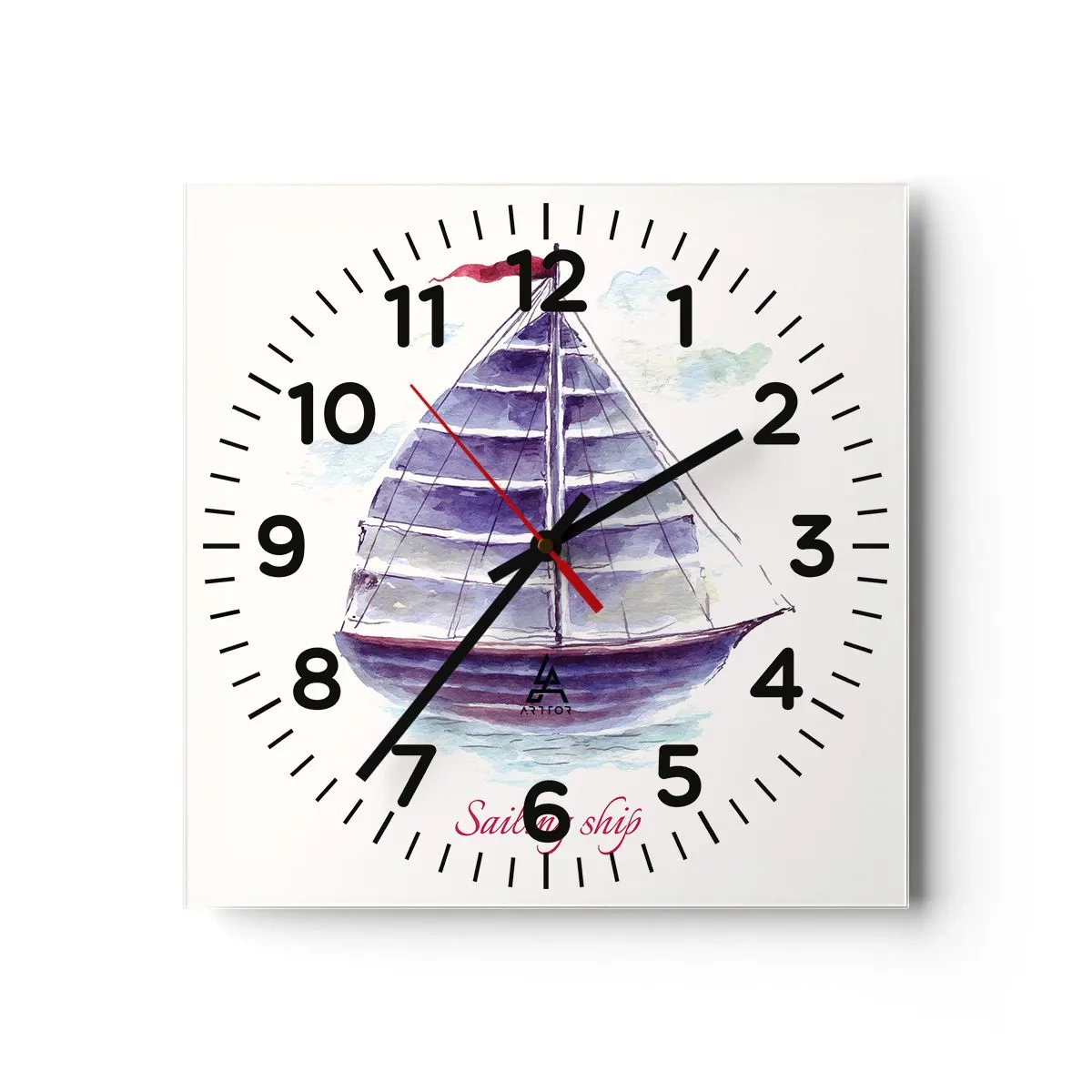Wanduhr - Glasuhr - Volle Segel und ruhiges Wasser - 40x40 cm