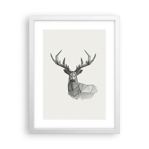 Poster in einem weißen Rahmen - Ein Hirsch im kubistischen Stil - 30x40 cm