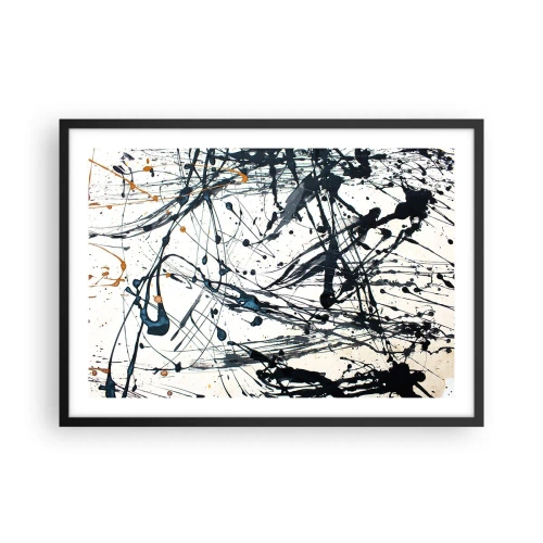 Poster in einem schwarzem Rahmen - Abstraktes Malmuster mit dynamischen Linien und Punkten - 70x50cm - Sinn machen oder keinen Sinn machen? - Moderne Wanddekoration für Wohnzimmer und Schlafzimmer ARTTOR