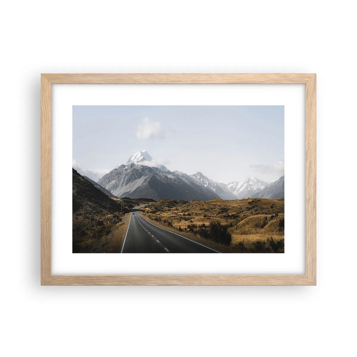 Poster in einem Rahmen aus heller Eiche - Der Weg ins Herz der Berge - 40x30 cm