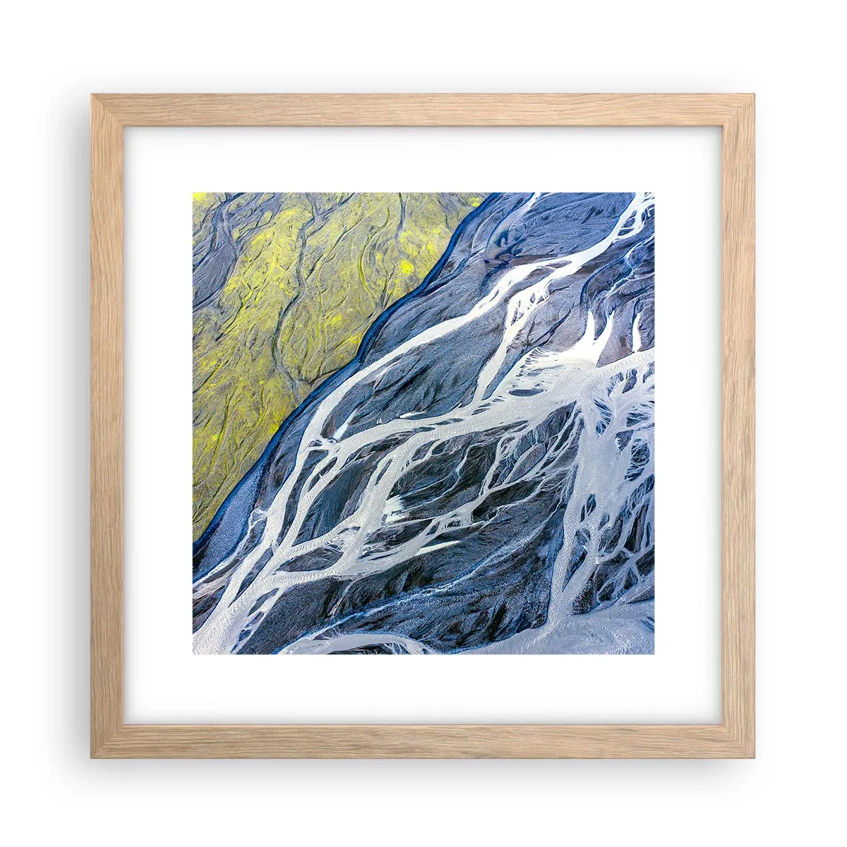 Poster in einem Rahmen aus heller Eiche - Felsmalereien der Natur - 30x30 cm