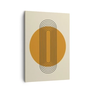 Bild auf Leinwand - Leinwandbild - Geometrisches Muster mit orangefarbenen Kreisen und Linien - 50x70cm - Perfekter Plan - Moderne Wanddekoration für Wohnzimmer und Schlafzimmer ARTTOR