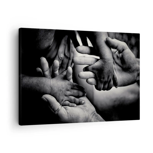 Bild auf Leinwand - Leinwandbild - Schwarze und weiße Hände verschiedener Generationen - 70x50cm - Mensch sein - Moderne Wanddekoration für Wohnzimmer und Schlafzimmer ARTTOR