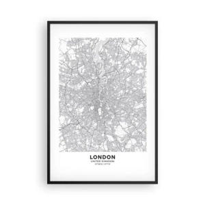 Poster in einem schwarzem Rahmen - Karte des Labyrinths von London - 61x91 cm