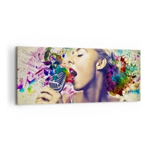 Bild auf Leinwand - Leinwandbild - Malen Sie die Welt mit Ihrer Stimme - 100x40 cm