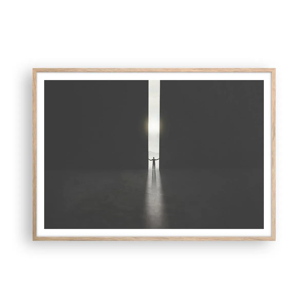 Poster in einem Rahmen aus heller Eiche - Ein Schritt in eine strahlende Zukunft - 100x70 cm