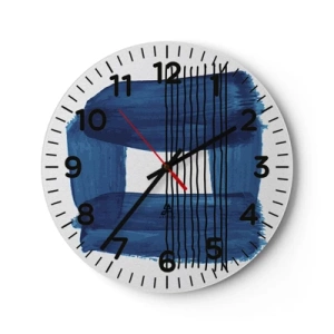 Wanduhr - Glasuhr - Blaue und schwarze Komposition - 30x30 cm